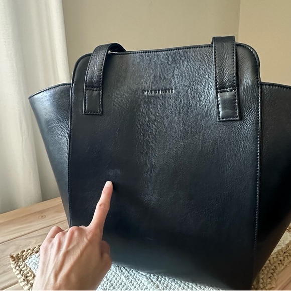 Wanderers Travel Co Gemma Large Tote Handbag Black Cow Leather Magnet Closure - Picture 6 of 15